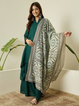 InWeave - Green Kurta and Palazzo with Dupatta