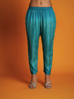 Krishna Mehta - Teal Printed Pant