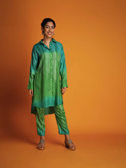 Krishna Mehta - Green Full Sleeves Co-Ord (Set of 2)