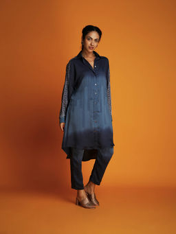 Krishna Mehta - Blue Stripes Full Sleeves Co-Ord (Set of 2)