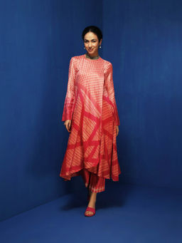 Krishna Mehta - Orange Printed Full Sleeves Co-Ord (Set of 2)