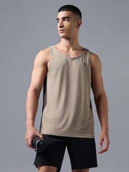 Technosport - Khaki Men Solid Slim Fit Sports Tank