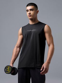 Technosport - Black Men Solid Slim Fit Sports Tank