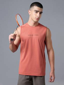 Technosport - Coral Men Solid Slim Fit Sports Tank