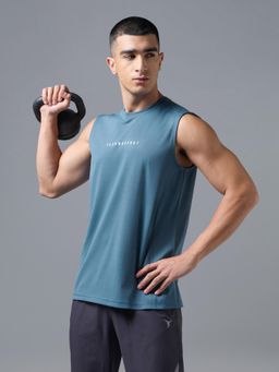 Technosport - Blue Men Solid Slim Fit Sports Tank