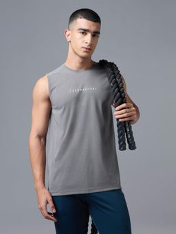 Technosport - Grey Men Solid Slim Fit Sports Tank