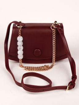 Odette - Maroon Leatherette Crossbody Bag