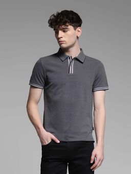 Jack & Jones - Men Grey Solid Polo T-Shirt