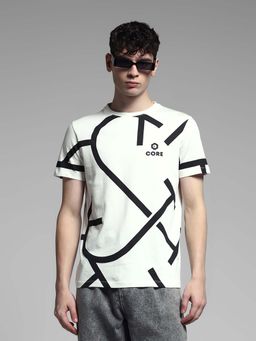 Jack & Jones - Men White Printed T-Shirt