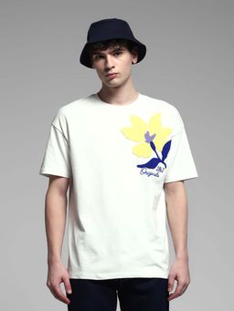 Jack & Jones - Men White Embroidered T-Shirt