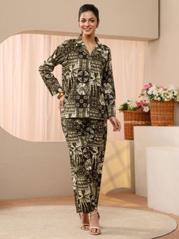 Libas - Green Ethnic Motif Printed Panelled Co-Ord Set