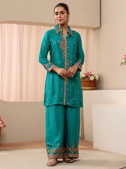 Libas Art - Green Ethnic Motif Embroidered Co-Ord Set