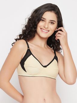 Clovia - Non-Padded Non-Wired Full Cup Bra in Nude Colour - Cotton