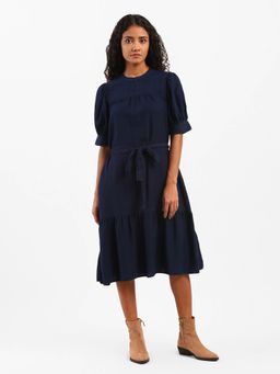 Levi's - Regular Blue Solid Puff Sleeves Dresses