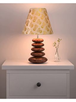 Homesake - Wood Table Lamp Walnut Multi-Pebble Golden