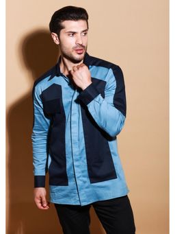 Echke - Navy Blue Cotton Shirt