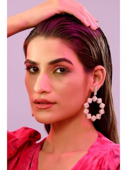 Zurooh - 18K Gold Plated Moonstone Studded Enamel Earring