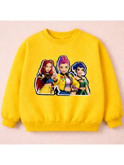 Googo Gaaga - Girls Yellow Cotton Graphic Printed Full Sleeves Sweatshirt