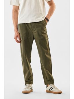 Snitch - Green Solid Regular Casual Cargo Joggers