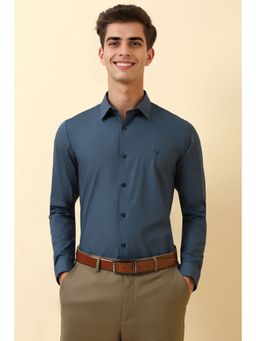 Allen Solly - Men Navy Blue Solid Full Sleeves Formal Shirt