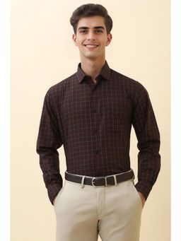 Allen Solly - Men Brown Check Full Sleeves Formal Shirt