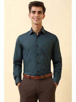 Allen Solly - Men Navy Blue Solid Full Sleeves Formal Shirt