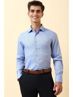 Allen Solly - Men Light Blue Textured Full Sleeves Formal Shirt