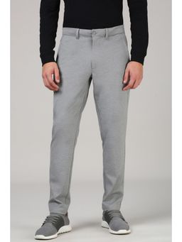 Van Heusen - Men Grey Solid Functional Pocket 9 to 9 Travel Trouser