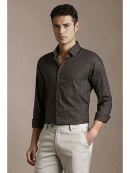 Louis Philippe - Men Brown Check Full Sleeves Casual Shirt