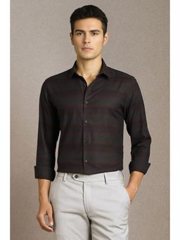 Louis Philippe - Men Brown Textured Full Sleeves Casual Shirt