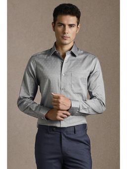 Louis Philippe - Men Grey Print Full Sleeves Formal Shirt