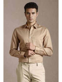 Louis Philippe - Men Beige Print Full Sleeves Formal Shirt
