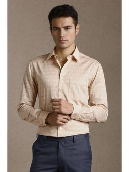 Louis Philippe - Men Beige Print Full Sleeves Formal Shirt