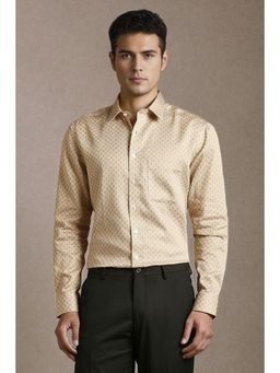 Louis Philippe - Men Beige Print Full Sleeves Formal Shirt