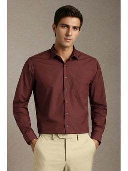 Louis Philippe - Men Maroon Print Full Sleeves Formal Shirt