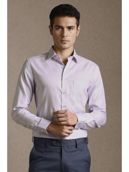 Louis Philippe - Mens Lilac Solid Easy to Iron Cotton Slim fit Formal Shirt