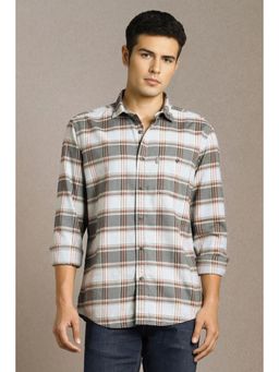 Louis Philippe - Men Grey Check Full Sleeves Casual Shirt