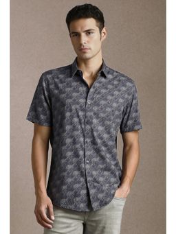 Louis Philippe - Men Grey Print Half Sleeves Casual Shirt