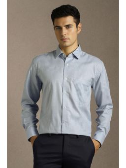 Louis Philippe - Men Light Blue Check Full Sleeves Formal Shirt