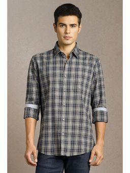 Louis Philippe - Men Grey Check Full Sleeves Casual Shirt