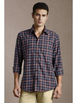 Louis Philippe - Men Blue Check Full Sleeves Casual Shirt