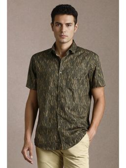 Louis Philippe - Men Olive Print Half Sleeves Casual Shirt