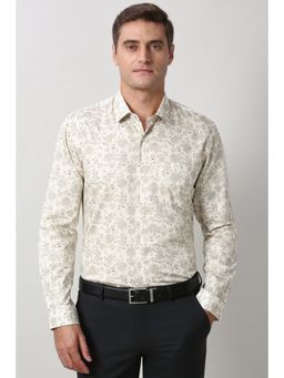 Peter England - Men Beige Regular Fit Full Sleeves Formal Shirt