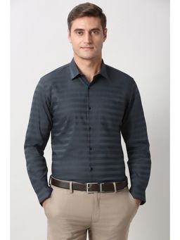 Peter England - Men Grey Slim Fit Full Sleeves Formal Shirt