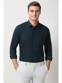 Peter England - Men Navy Blue Slim Fit Full Sleeves Formal Shirt