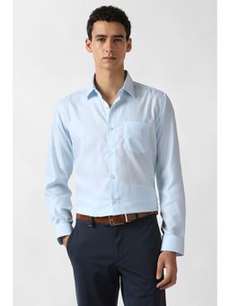 Van Heusen - Men Light Blue Textured Full Sleeves Formal Shirt