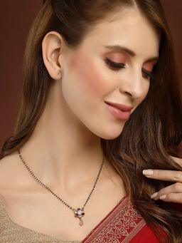 PANASH - Women Gold Plated AD Stone Studded and Beads Handcrafted Mangalsutra (Set of 3)