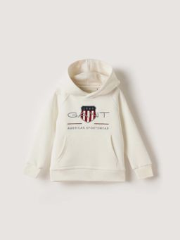 GANT - Boys Off White Embroidered Hoodie