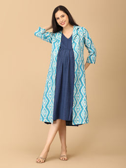 The Mom Store - Cotton Sky Blue The Limit Maternity Dress with Shacket