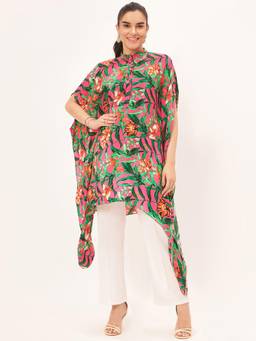 First Resort by Ramola Bachchan - Pink Tropical Print Tunic